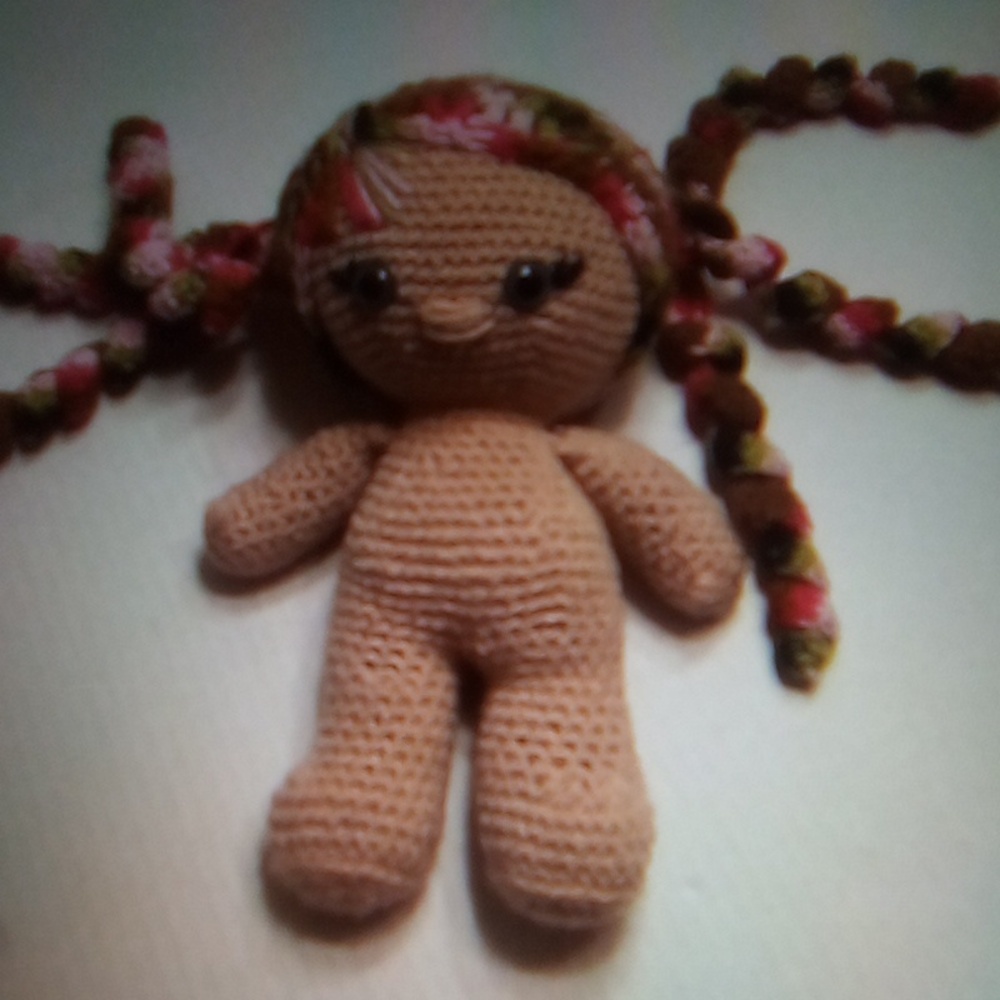 Handmade Crochet Doll with Multicolor Hair - Picture 5 of 6
